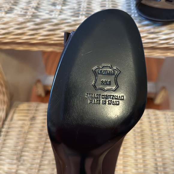 Stuart Weitzman Gigiritz Brown Satin Ruffle Peep-Toe Pumps sz 7.5 LIKE NEW - Picture 8 of 8